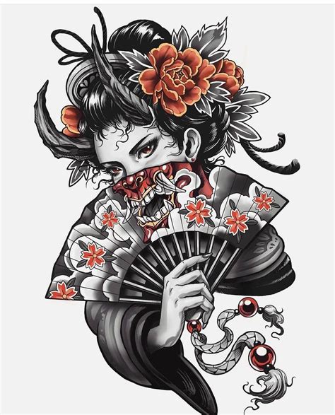 japanese geisha tattoo drawings